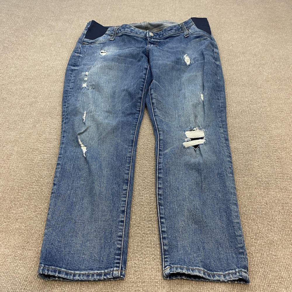 Gap 1969 Maternity Best Girlfriend Jeans Womens 32R Blue Med Wash Distressed